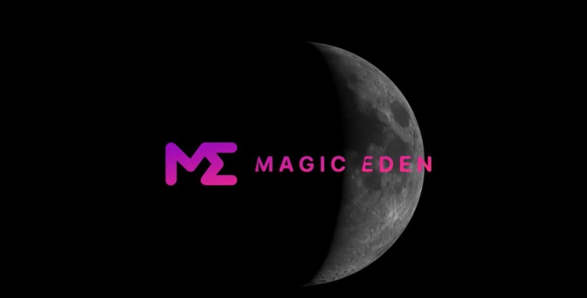 Magic Eden logo in front of a moon