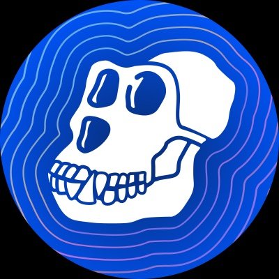 Image of the BAYC ApeCoin logo in blue with black background.