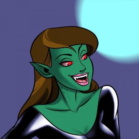 Image of a green Sneaky Vampiress Syndicate NFT