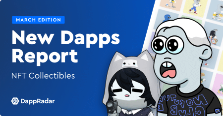 Cover image for the new report from DappRadar featuring three big NFT collections