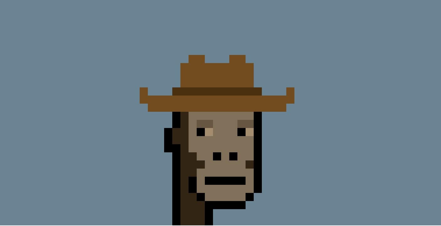 CryptoPunk #5577 of an ape with brown cowboy hat