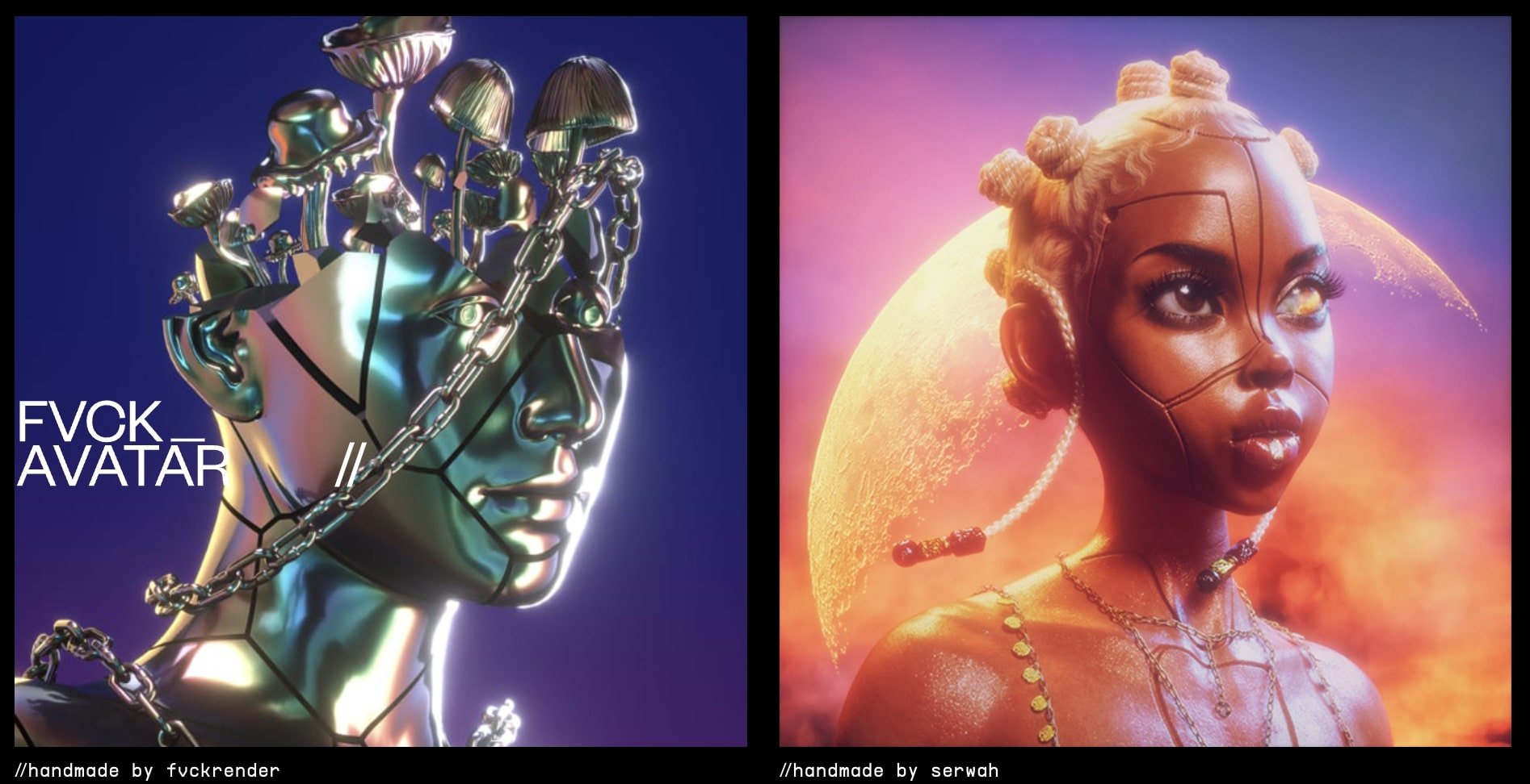 Two Futuristic NFT avatars by FvckRender