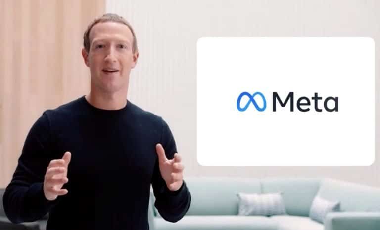 The picture shows Mark Zuckerberg and the Meta logo