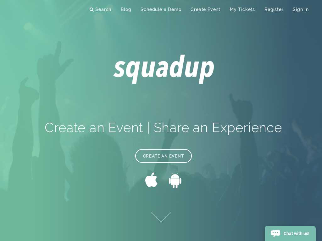Image of the SquadUP homepage
