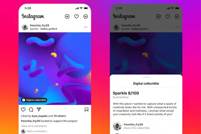 Image of Instagram new look with NFTs