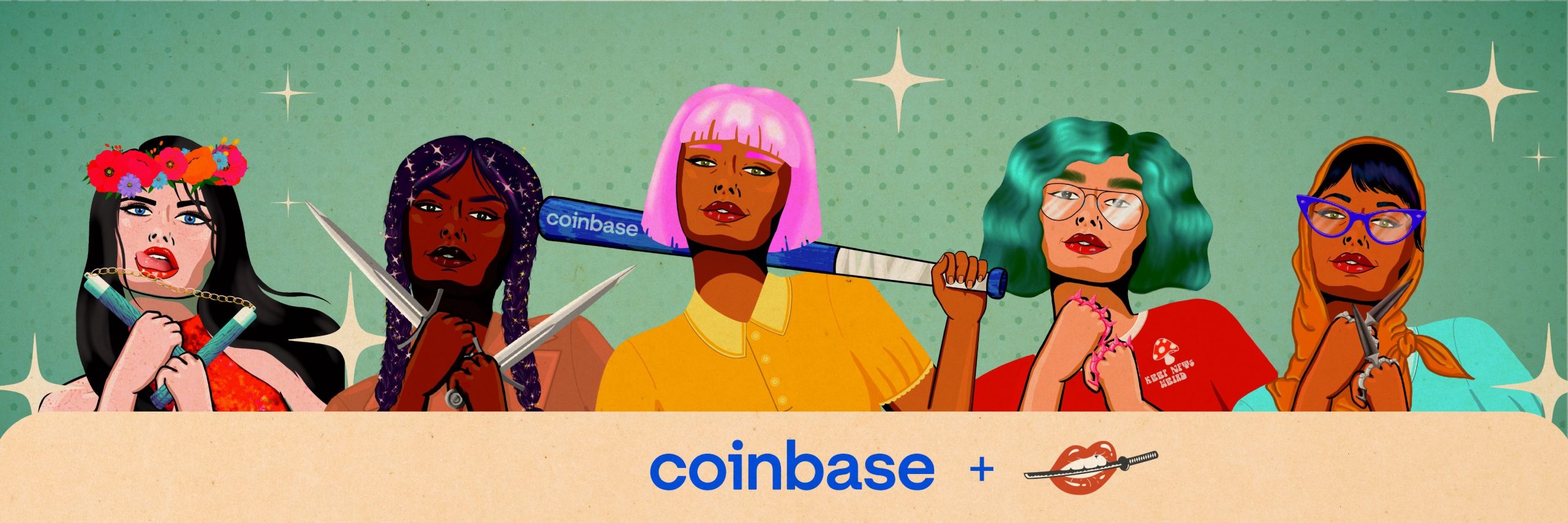 The picture shows an artwork by Women and Weapons on the Coinbase NFT Marketplace