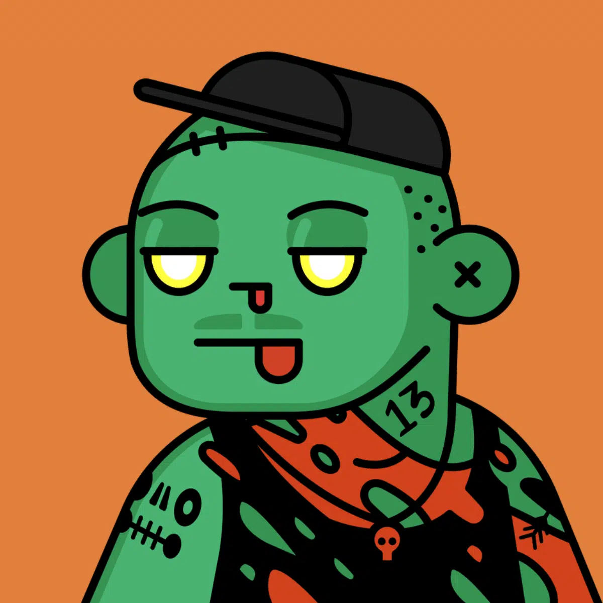 DeadFellaz #3439 green zombie with a hat