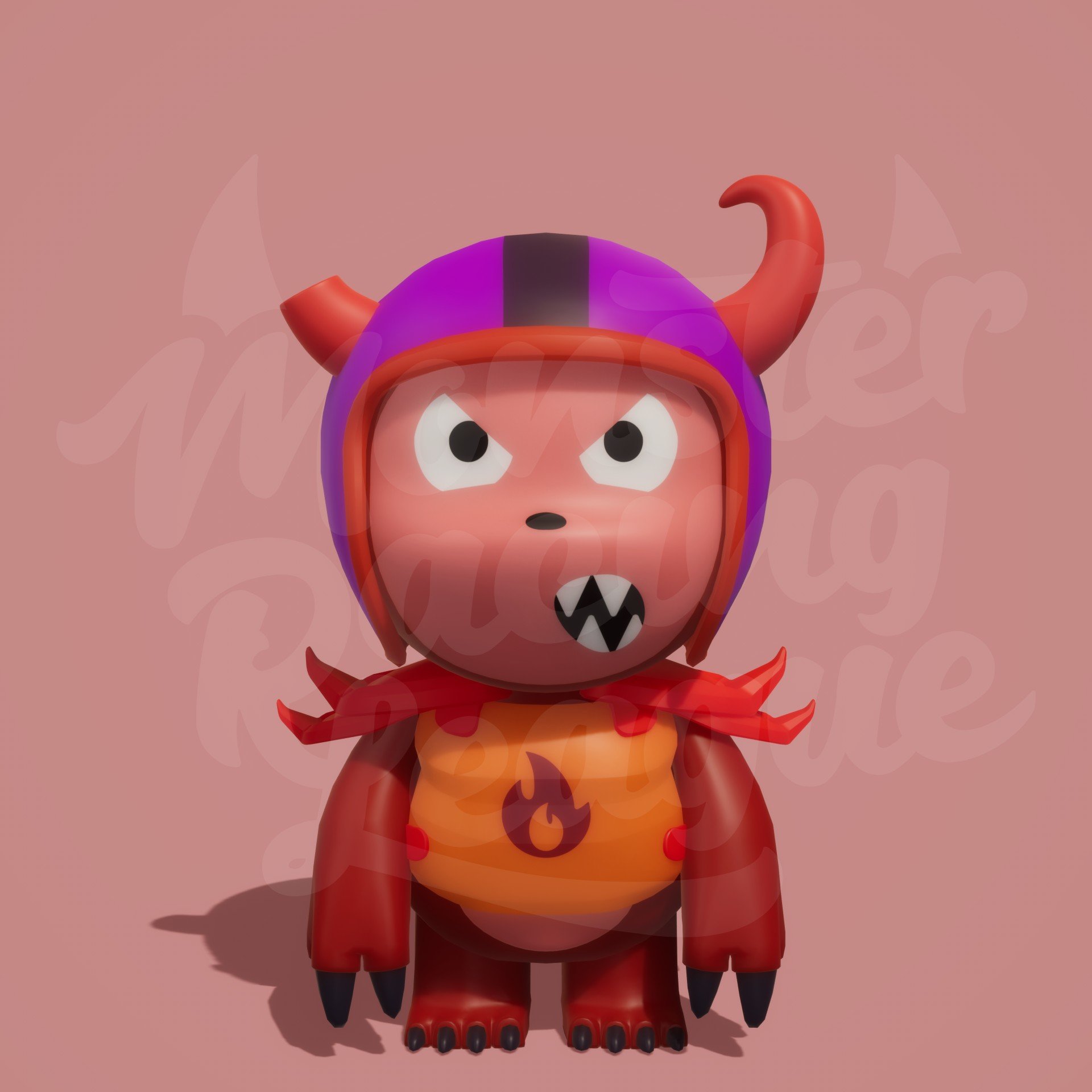 An orange monster with pink helmet from Monster Racing League
