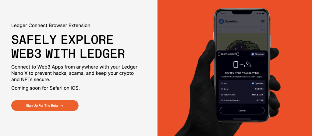 Image of the Ledger Connect upcoming feature with text