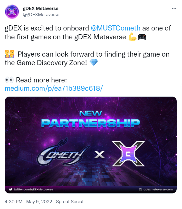 Coemth will be one of the first games to join the gDEX metaverse