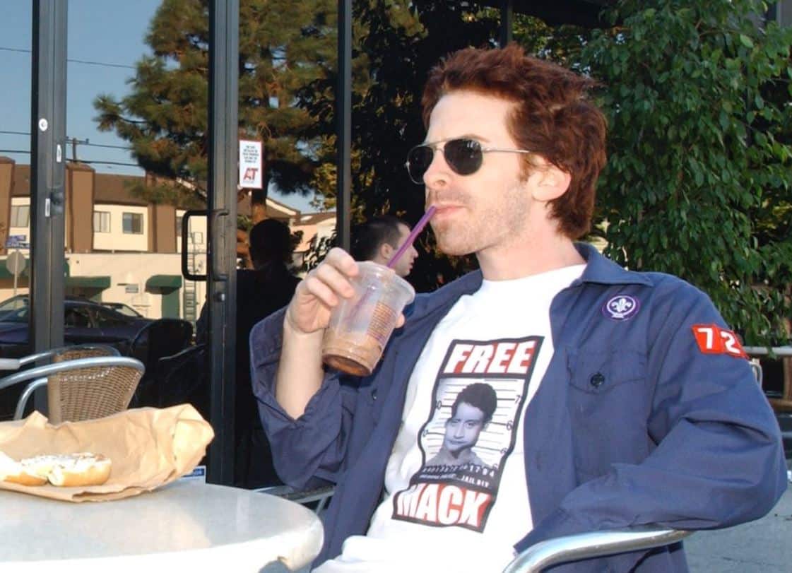image of actor and NFT collector Seth Green drinking coffee