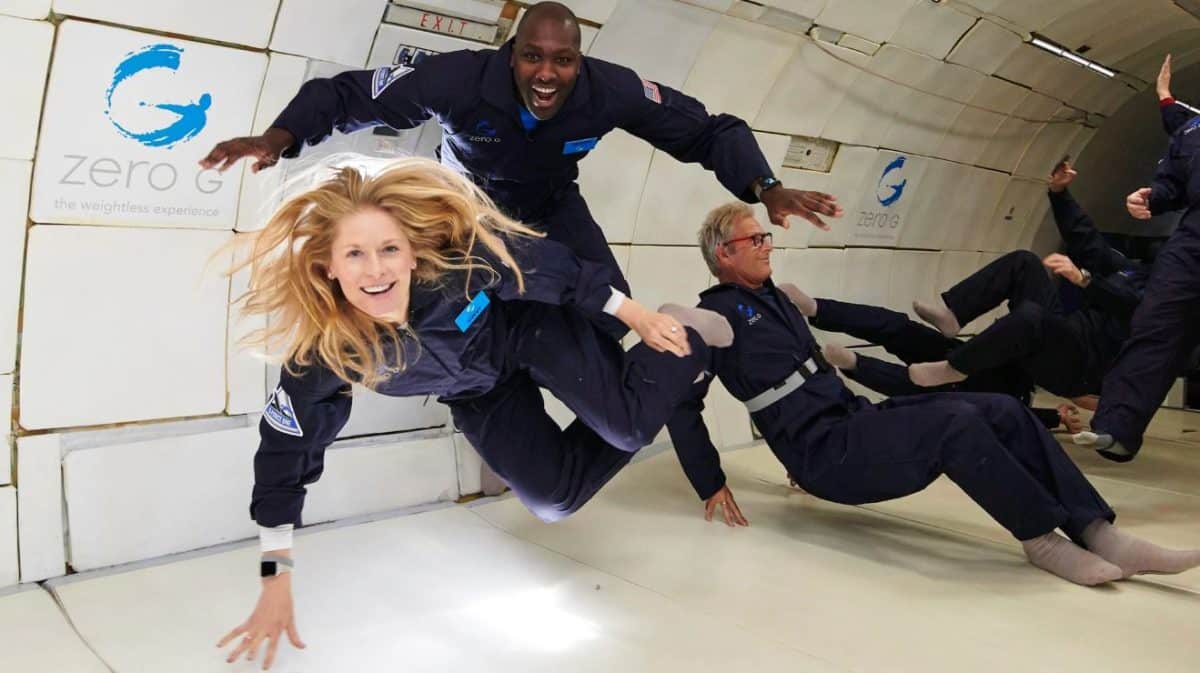 image of several SPACE+ community members on a Zero gravity experience