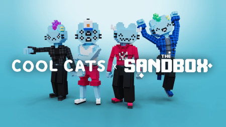 The picture shows a poster showing Cool Cats and The Sandbox partnership