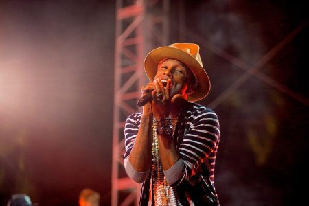 Doodles NFT new Brand lead Pharrell Williams performing at the 2014 Coachella Valley Music and Arts Festival
