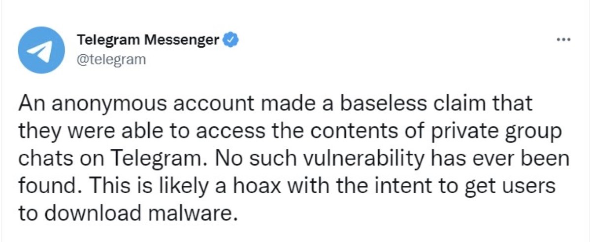 Telegram tweet about crypto whistleblower