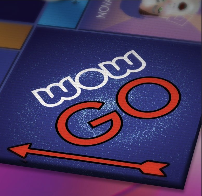 WoW GO written on monopoly board