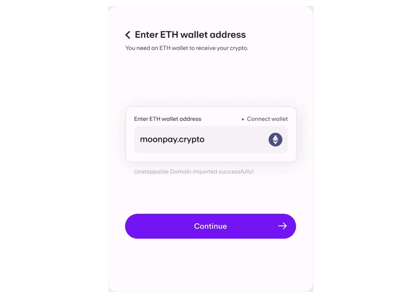 Making crypto transactions on MoonPay