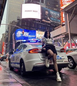 Pussy Riot’s Nadya Tolokonnikova at Times Square, New York City