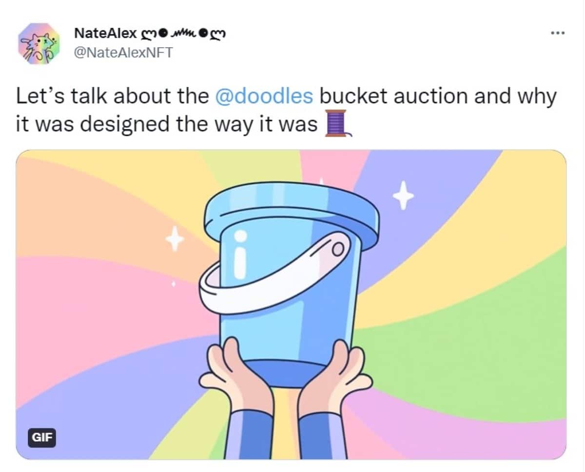 Tweets from Nate Ale about bucket auctions
