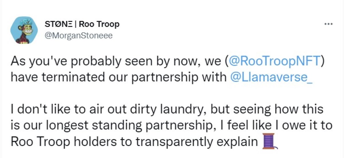 Tweet from Roo Troop founder about Llamaverse