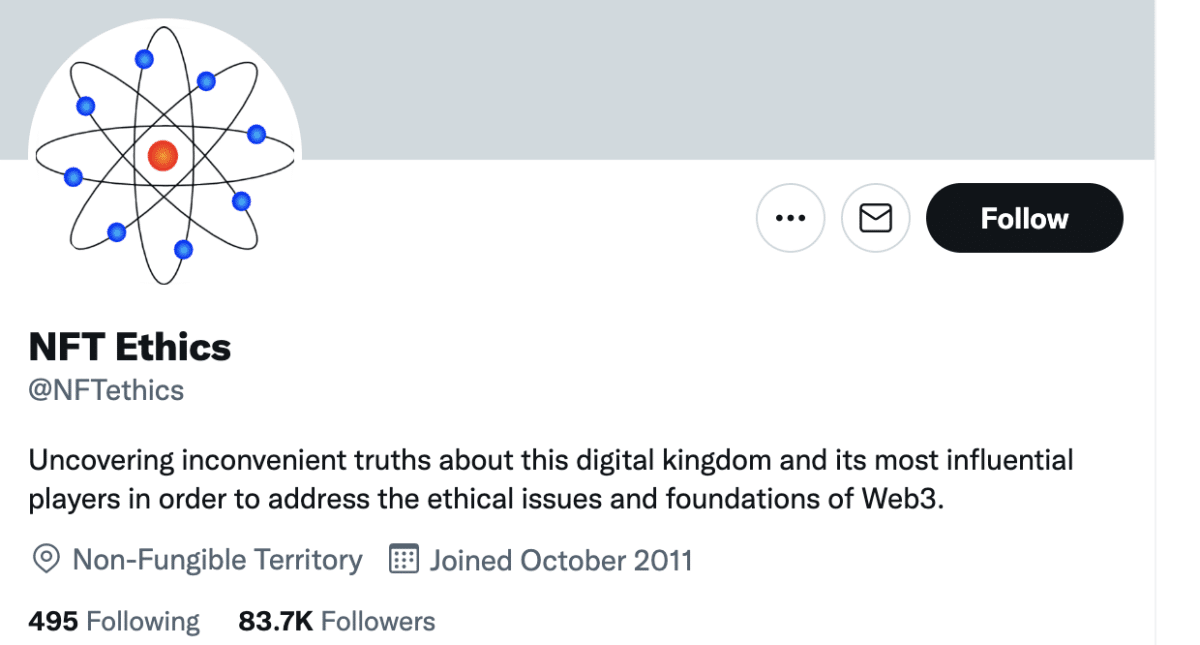 Image of NFT Ethics Twitter account