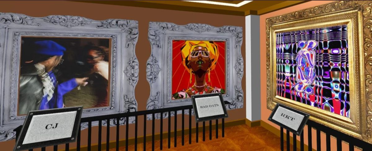 image of three NFT artworks from the African Museum of The Metaverse in Seoul region, Voxels