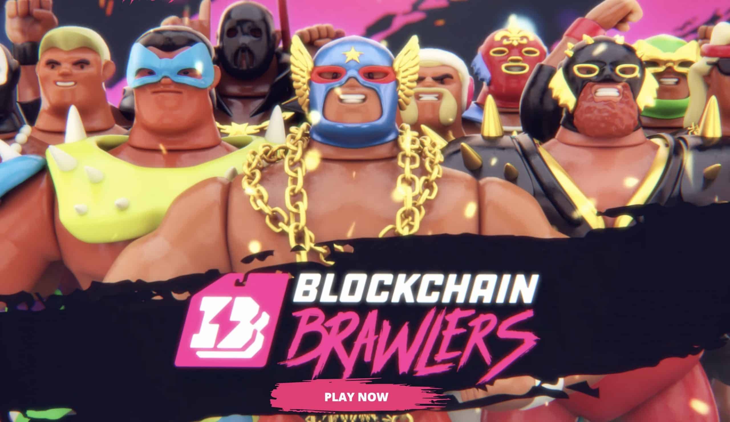 Blockchain Brawlers wax nft game wrestlers lined up
