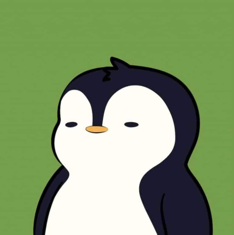 Image of penguin with a green background