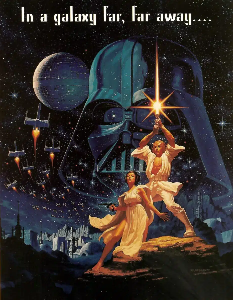 L'œuvre d'Hildebrandt pour l'affiche Style B de la sortie britannique de Star Wars (1977)