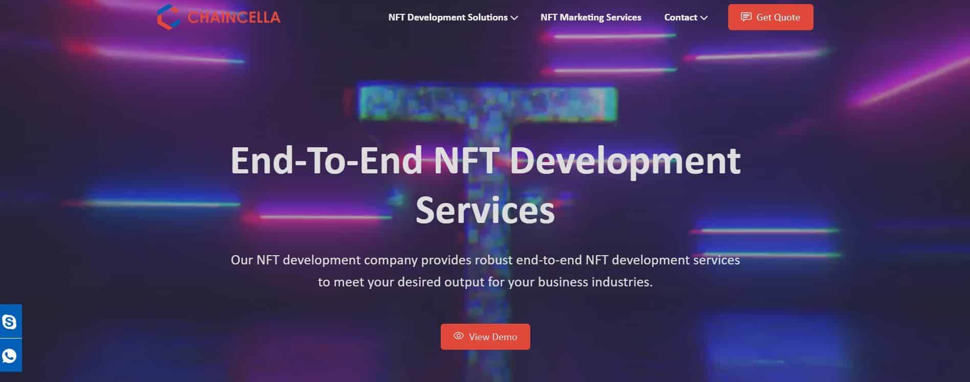screenshot of the Chaincella NFT marketing agency