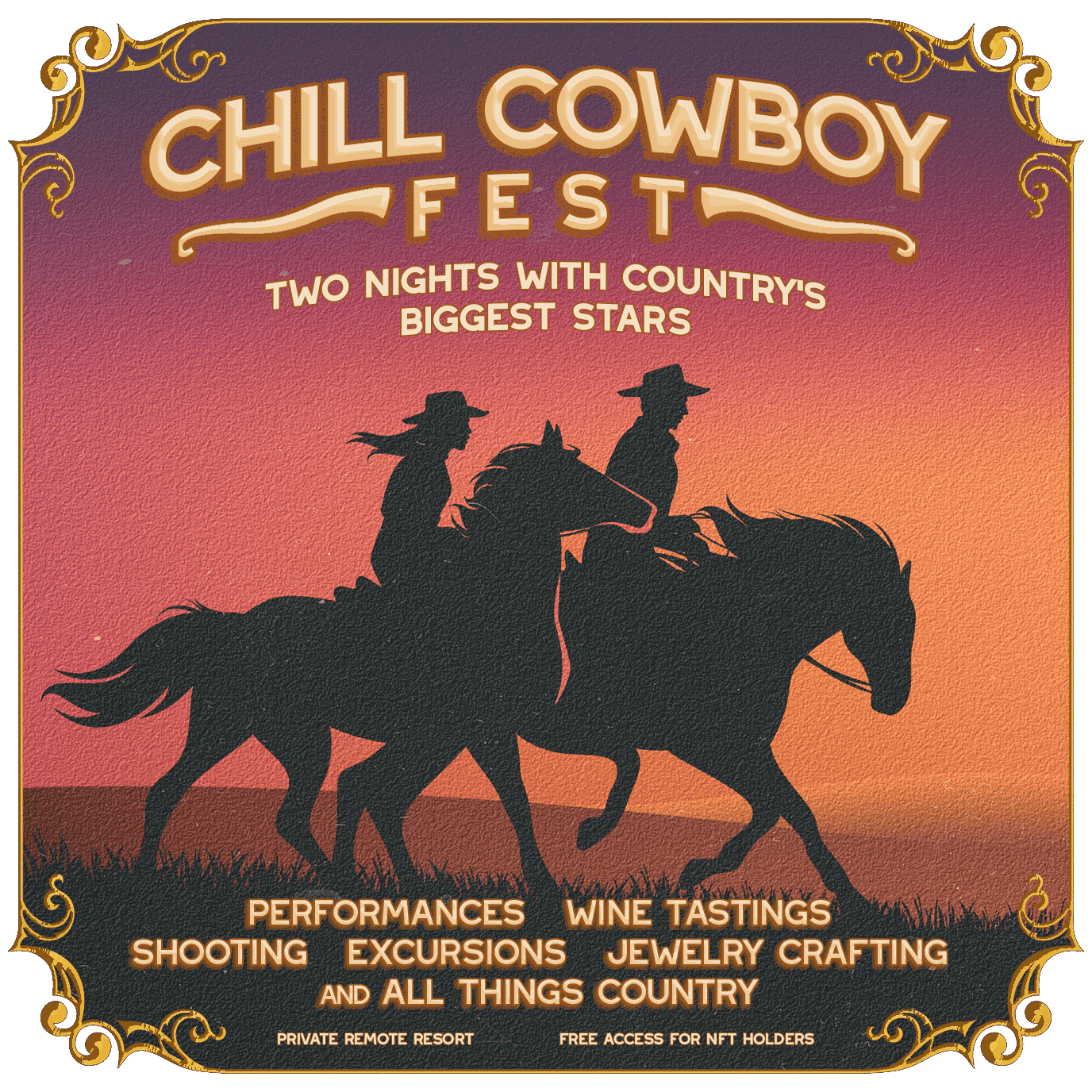 Chill Cowboy Fest NFT event digital poster created by Bryan Kelley and Brittney Kelley