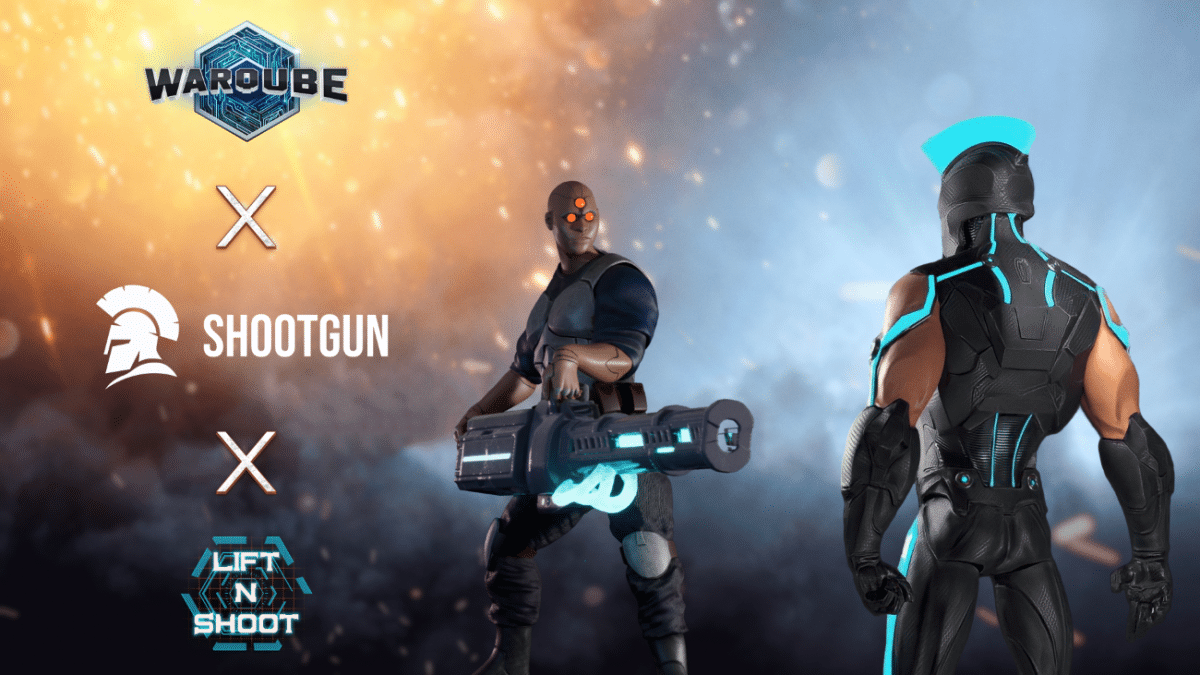 warqube shootgun and lift n shoot games banner with gaming skins and characters