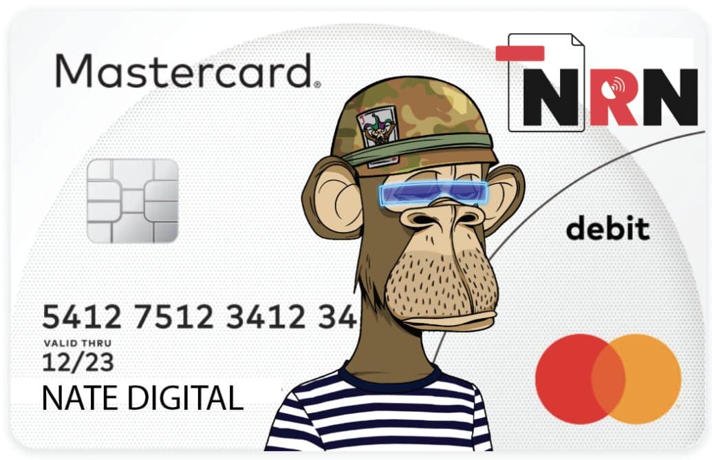 image of hi customisable NFT debit card with Bored Ape