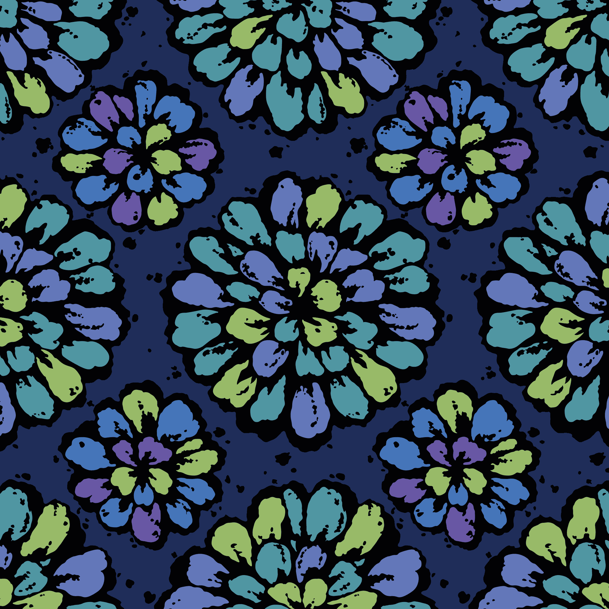 image of blue and green flower pattern