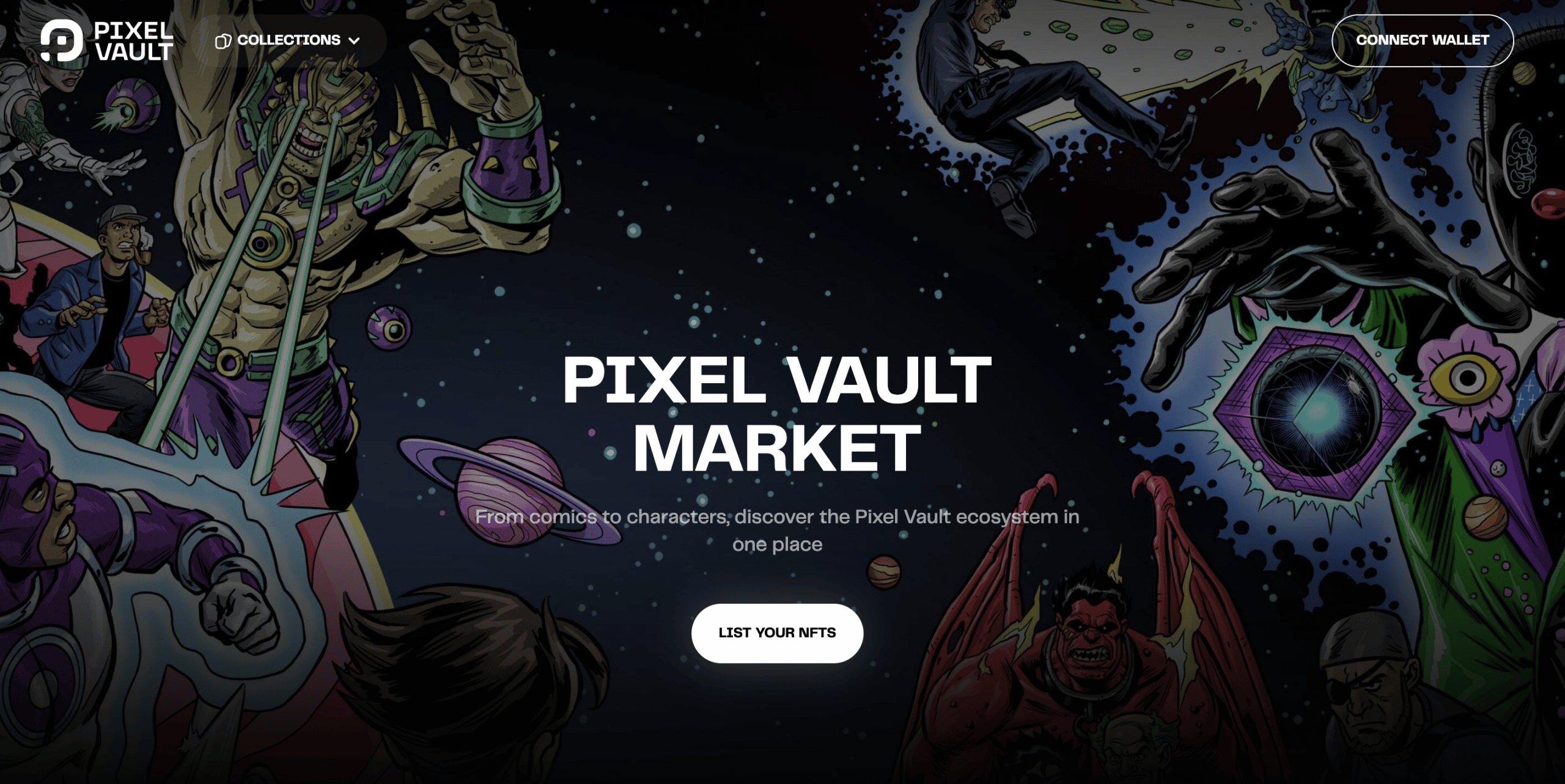 Screenshot of the Rare Pixel Vault NFT Marketplace