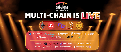 digital poster of the Babylons NFT platform's multi-chain system