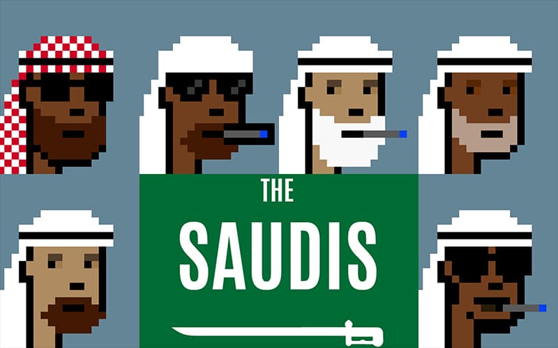A collection of NFT images from the Saudis