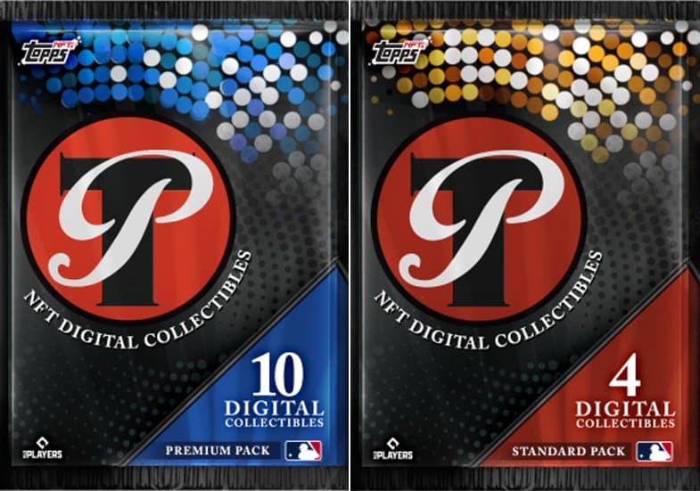 image of two different NFT card packs from the Topps Pristine collection