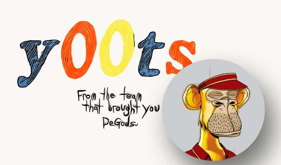 image of the y00ts NFT collection digital logo alongside a bored ape NFT