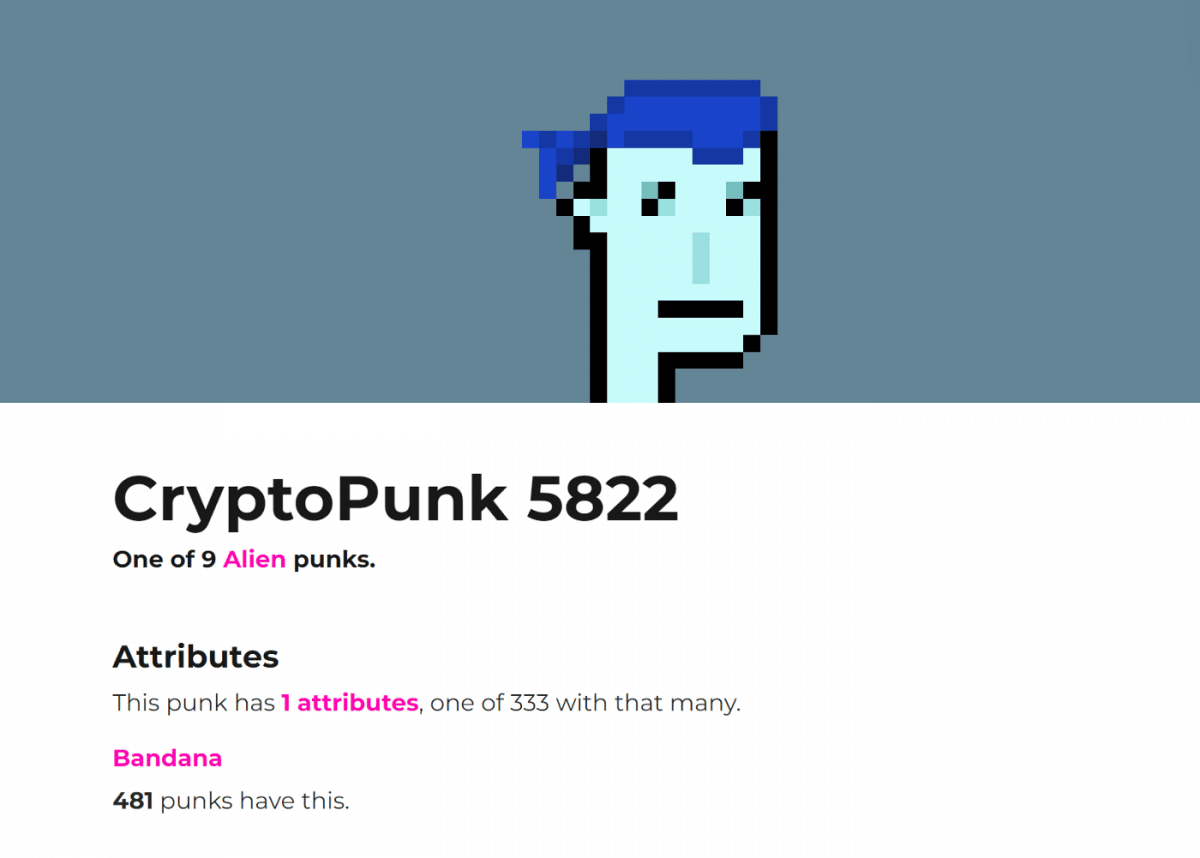 a picture of CryptoPunk 5822 which holds cryptopunks world record