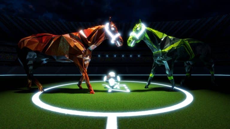 ZED RUN Game Horses near a world cup football