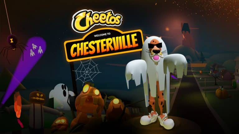image of ther Cheetos metaverse world, with halloween theme