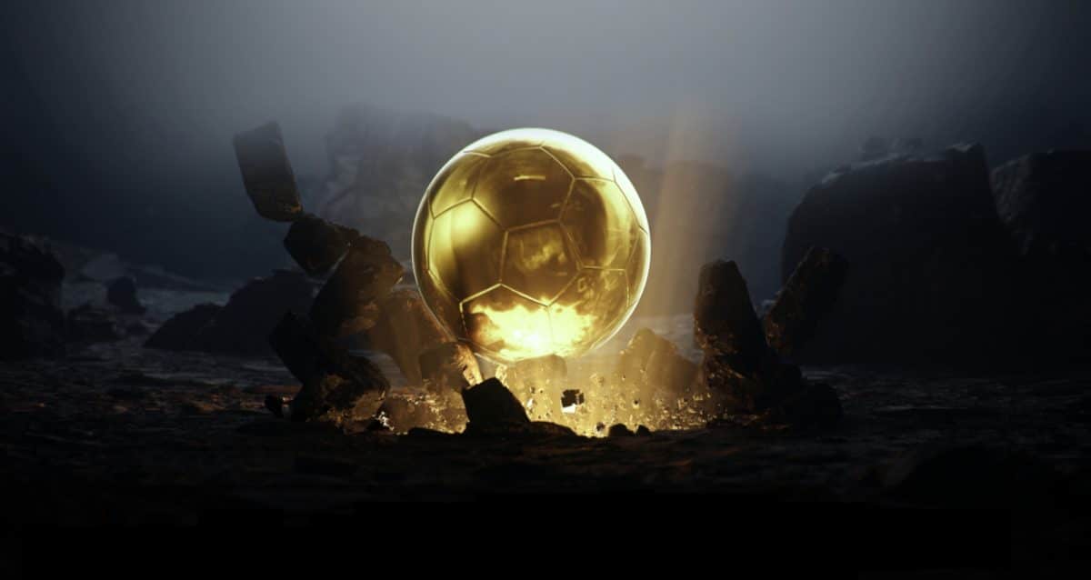 Un balón de fútbol dorado que representa la colección Ballon d'Or NFT