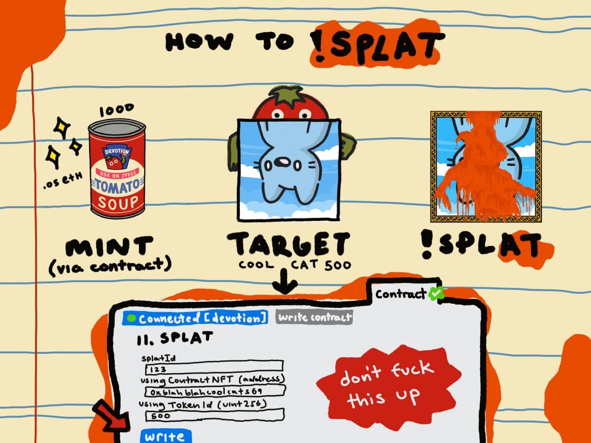 How to splat a cool Cat NFT guide from Devotion x Danny Cole