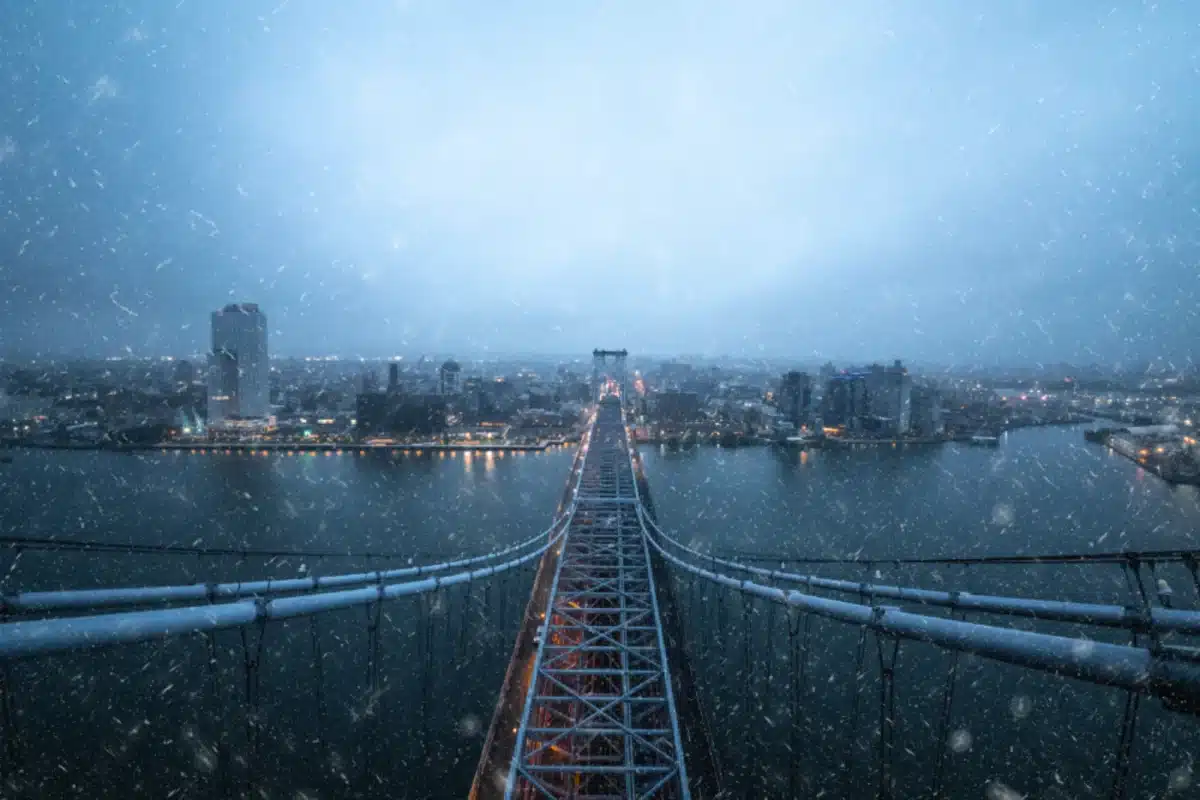 image of rain and bridge from above by artist Drifter for charity web3 NFT collection