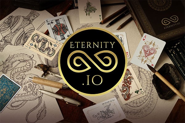 imagen del logo y tarjetas de ETERNITY.IO