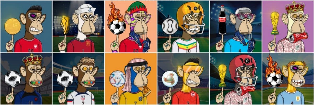 Diseños NFT de Football Ape Fan Club inspirados en jugadores de fútbol legendarios y equipos de la Copa Mundial