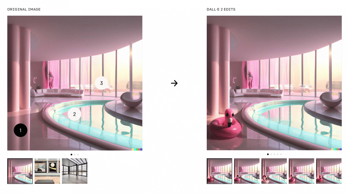 Two pink artwork rooms by DALL-E 2