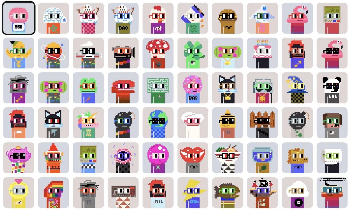 Diferentes avatares pixelados en 2D