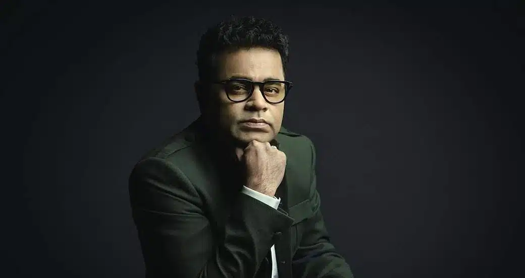 a picture of music icon AR Rahman, who is set to launch his own music-based metaverse platform "Katraar"
